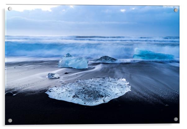 Jökulsárlón Black Sands Beach - Icelandic Views Acrylic by Gail Johnson