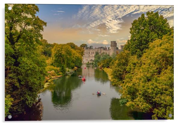 Warwick castle and town Acrylic by Gail Johnson