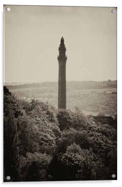 Wainhouse Tower as seen from Warley Town - Vintage Acrylic by Glen Allen