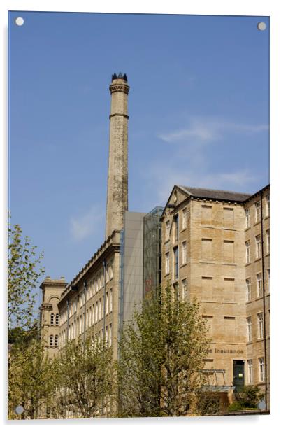 Dean Clough and the Victoria Mill Chimney  Acrylic by Glen Allen