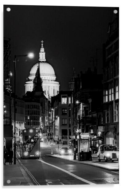 St Pauls from Fleet Street Mono Acrylic by Glen Allen