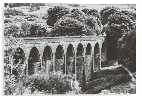 Thornton Viaduct - Olde Worlde Mono Acrylic by Glen Allen