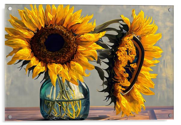 A vase of Sunflowers Acrylic by Glen Allen