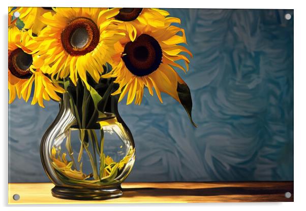A Vase of Sunflowers 02 Acrylic by Glen Allen
