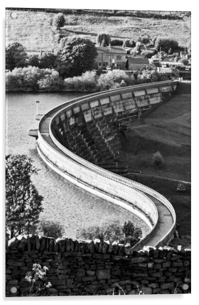 Baiting's Reservoir Dam Wall - Mono 2023 Acrylic by Glen Allen