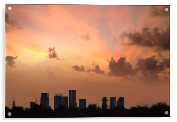 Leeds Skyline - Sunset Acrylic by Glen Allen
