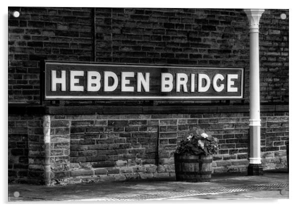 Hebden Bridge - Mono Acrylic by Glen Allen