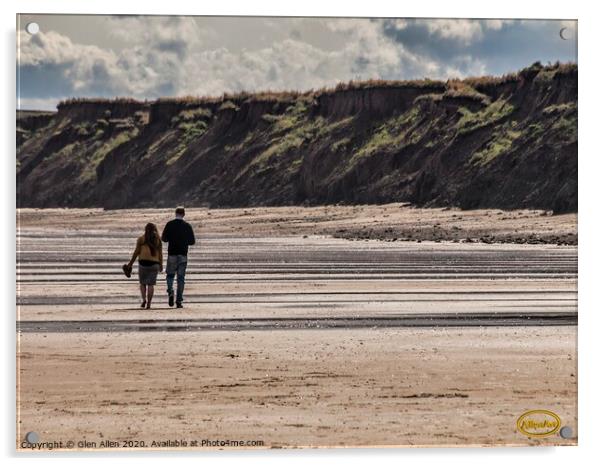 A walk on the Beach Acrylic by Glen Allen