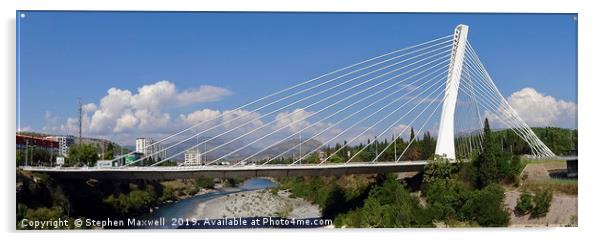 Millenium Bridge Podgorica                         Acrylic by Stephen Maxwell