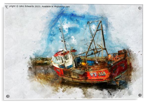 Lobster Fishing Boat at Brancaster Staithe Acrylic by John Edwards