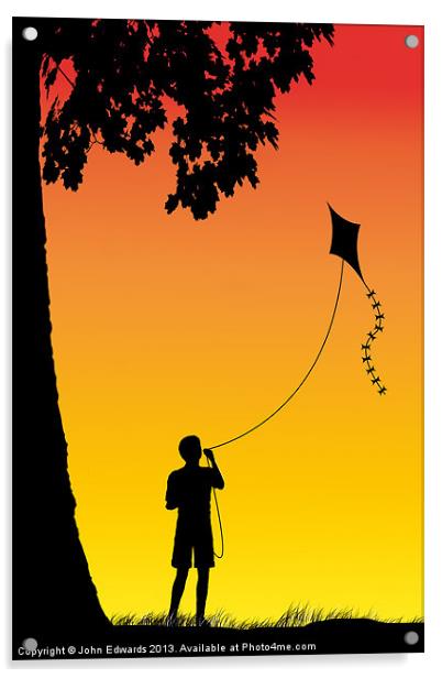 Childhood dreams, The Kite Acrylic by John Edwards