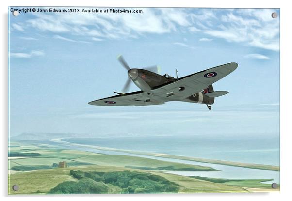 Spitfire On Patrol Acrylic by John Edwards