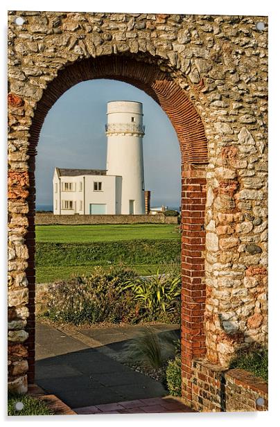 Old Hunstanton Lighthouse from St Edmunds Chapel Acrylic by John Edwards