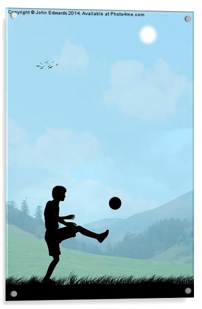 Childhood Dreams, Football Acrylic by John Edwards