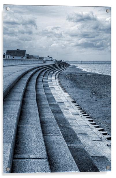 North Beach, Heacham, Norfolk - Cyanotype Acrylic by John Edwards