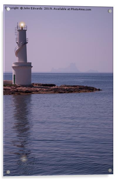 La Savina Lighthouse and Es Vedra Acrylic by John Edwards