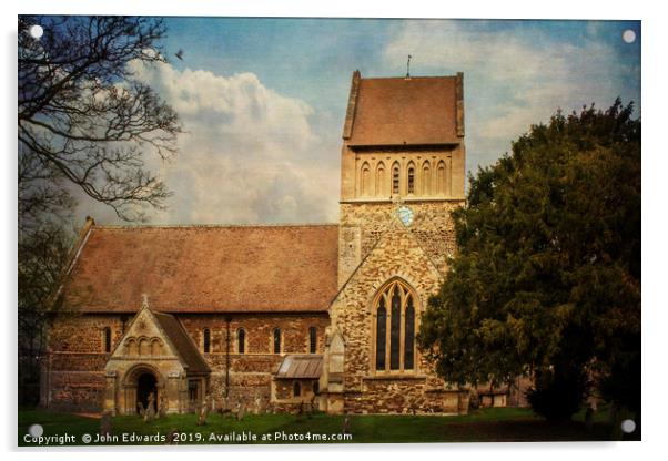 St Lawrence Church, Castle Rising Acrylic by John Edwards