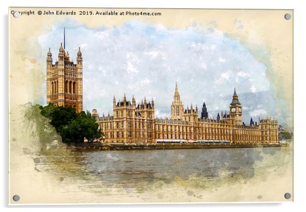 The Palace of Westminster Acrylic by John Edwards