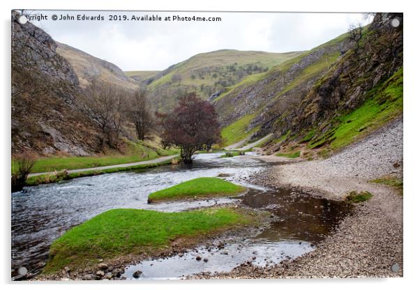 Islands in the stream, Dovedale Acrylic by John Edwards