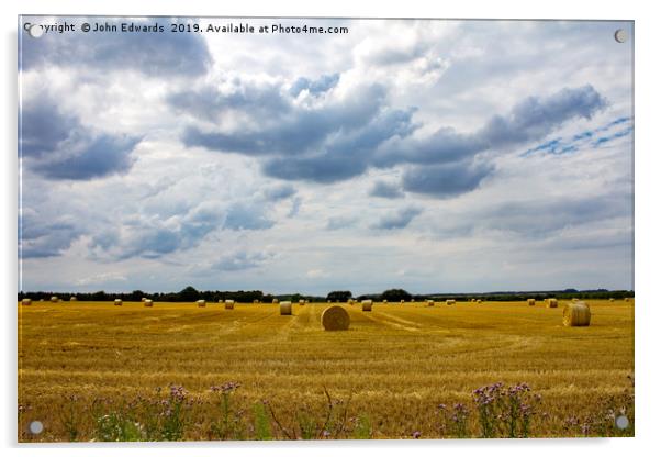 Harvest time at Sandringham Acrylic by John Edwards
