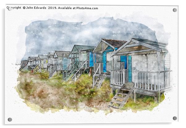 Beach Huts Acrylic by John Edwards