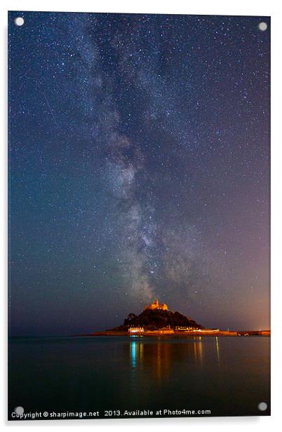 Milky Way above St Michaels Mount Acrylic by Sharpimage NET
