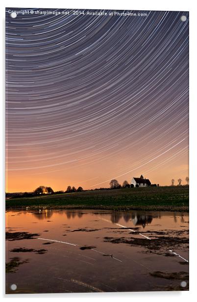 St Huberts Startrails Reflected in Flood Water Acrylic by Sharpimage NET