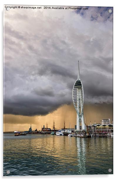 Spinnaker Tower Storm - 1 Acrylic by Sharpimage NET