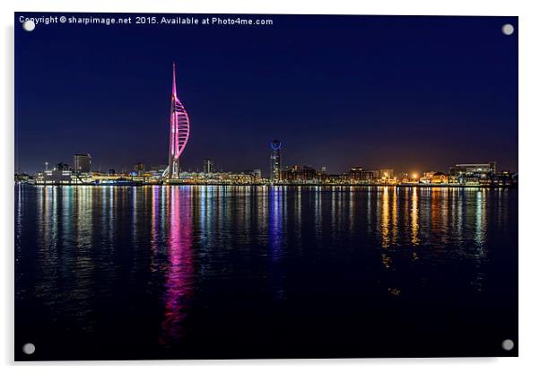  Portsmouth Harbour Waterfront at Dusk Acrylic by Sharpimage NET