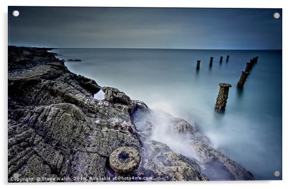 Old pier footings  Acrylic by Steve Walsh