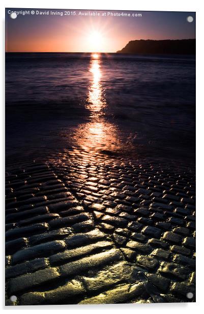  Sunrise over slipway at Robin Hood Bay Acrylic by David Irving