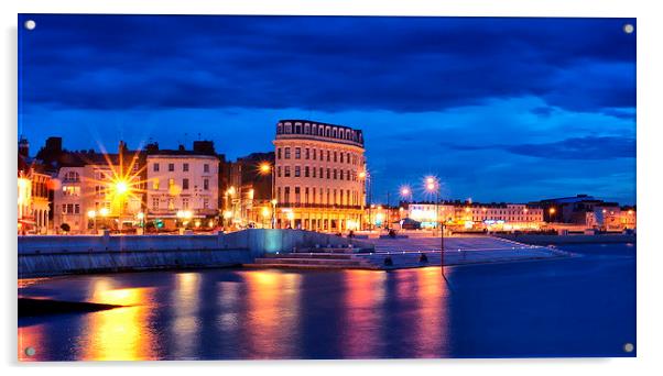 Margate sea front at night Acrylic by Alan Glicksman