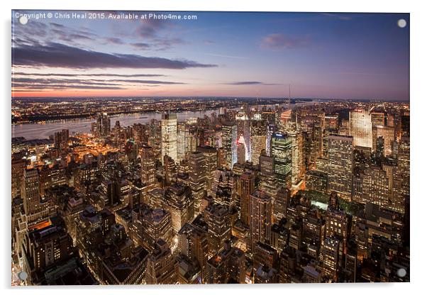  New York Skyline at Dusk Acrylic by Chris Heal