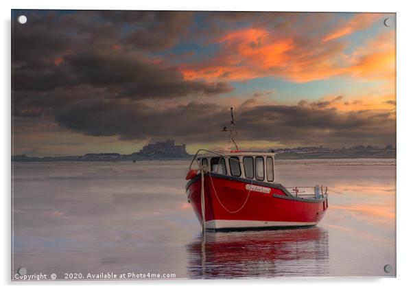 Boat In Holy Island Harbour Acrylic by David Smith