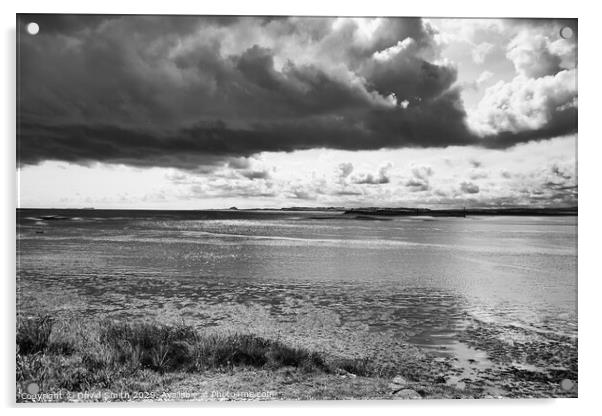 Dramatic Clouds Above Holy Island Acrylic by David Smith