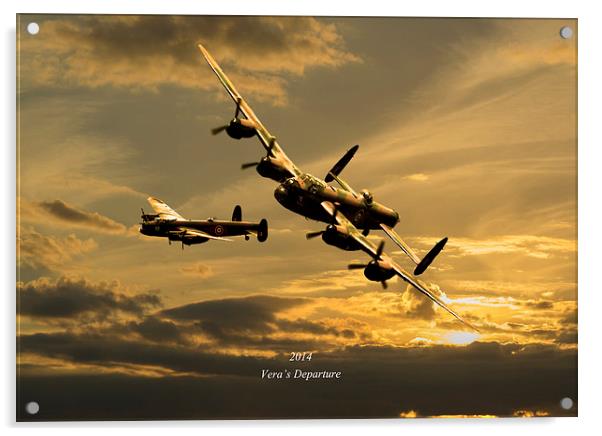 Sunset over Lincolnshire with BBMF Lancaster Bombe Acrylic by Stephen Ward