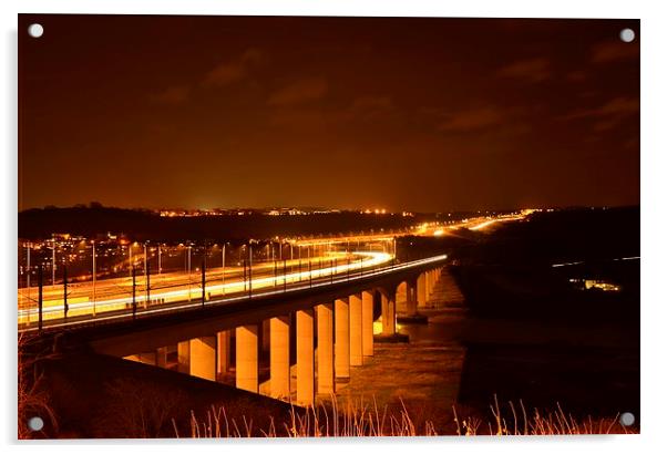  Medway Bridge at night Acrylic by pristine_ images