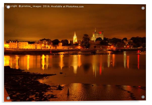 Rochester castle at night Acrylic by pristine_ images