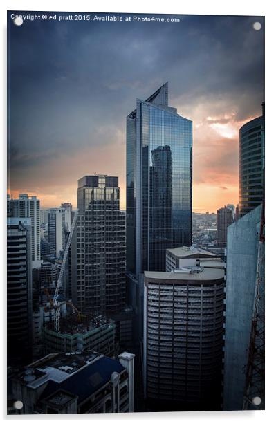  Manila Skyscraper Acrylic by ed pratt