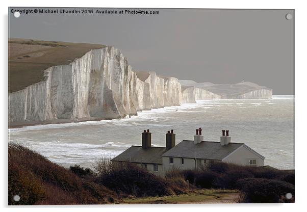  The Coastguard Cottages at Cuckmere Haven, E Suss Acrylic by Michael Chandler
