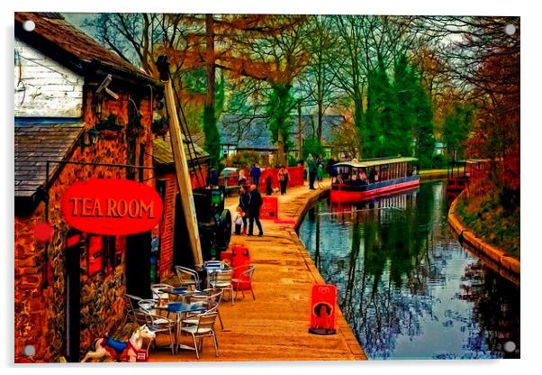 A digitally converted painting of a canal barge in Acrylic by ken biggs