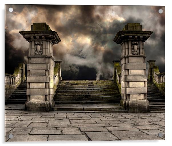 Spooky old sandstone graveyard entrance Acrylic by ken biggs