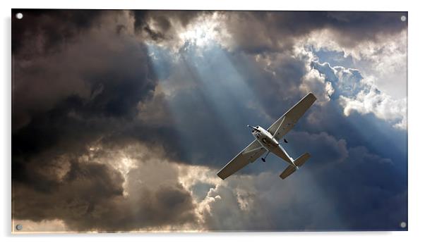 Small fixed wing plane against a stormy sky Acrylic by ken biggs