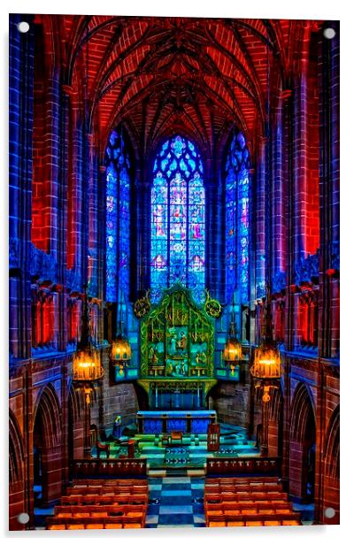 Lady Chapel inside Liverpool Cathedral Acrylic by ken biggs