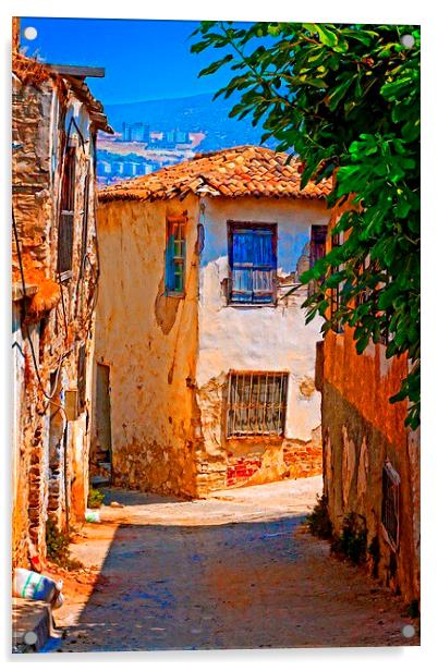 Turkish village street scene Acrylic by ken biggs