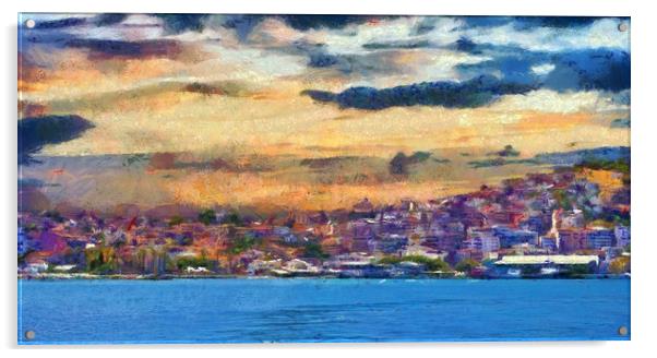 A digital painting of Kusadasi harbor Turkey Acrylic by ken biggs