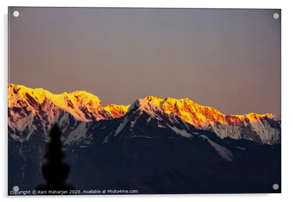 Fishtail Mountain/Machhapuchre Himal Acrylic by Ram Maharjan