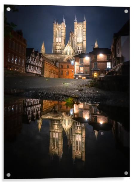 Lincoln Cathedral reflections Acrylic by Andrew Scott