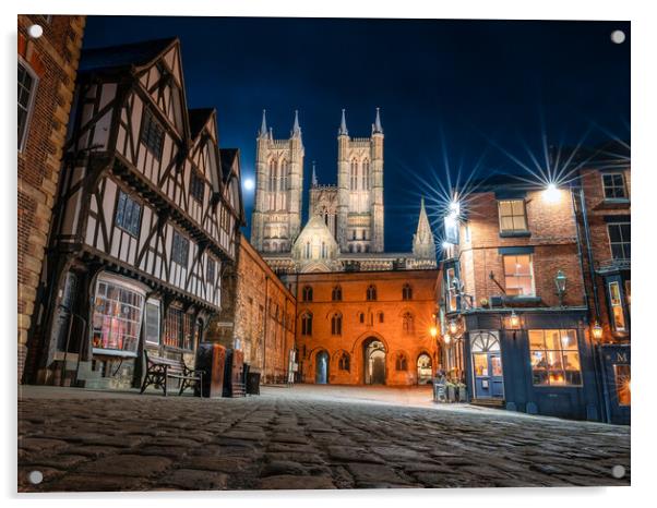 Lincoln Cathedral under the moon  Acrylic by Andrew Scott