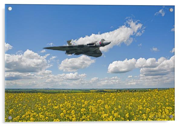  Avro Vulcan XH558 flying over Lincolnshire fields Acrylic by Andrew Scott